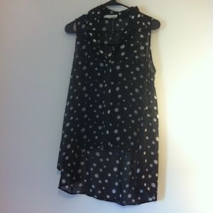 Sans Souchi Black & White Polka Dot Sheer Top